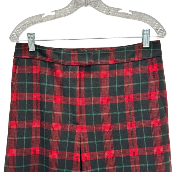NEW J. McLaughlin Plaid Broderick Pants Red Black & Green Holiday Slacks Size 8 - Picture 4 of 8
